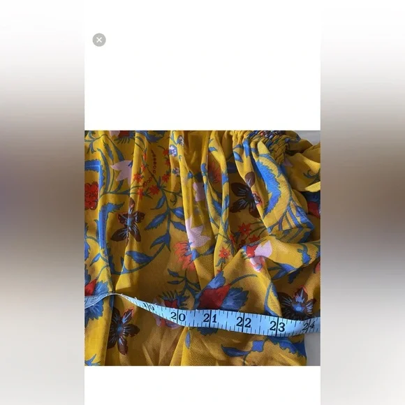 Free People Wildflower Honey Blouse Floral Mustard Boho Size Large - Picture 12 of 13